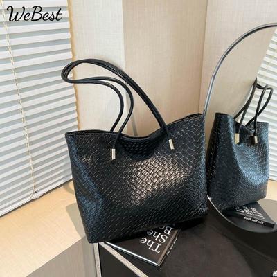 Sac à main tissé transfrontalier de grande capacité pour femmes, nouveau sac à bandoulière polyvalent vintage 2025 avec poignée sous l'aisselle et sac fourre-tout.