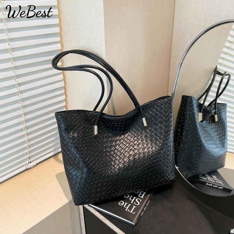 

Cross-border Large-capacity Woven Handbag for Women, 2025 New Vintage Versatile Shoulder Bag with Underarm Handle and Tote Bag. чорний