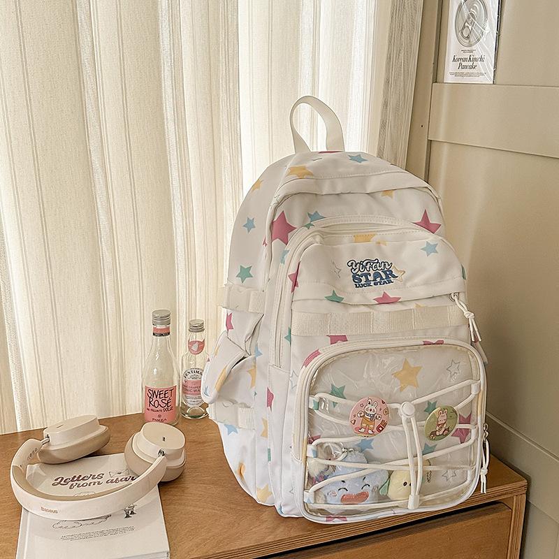 College style backpack women's new Japanese ins cute bar pain bag large capacity backpack junior high school schoolbag tide