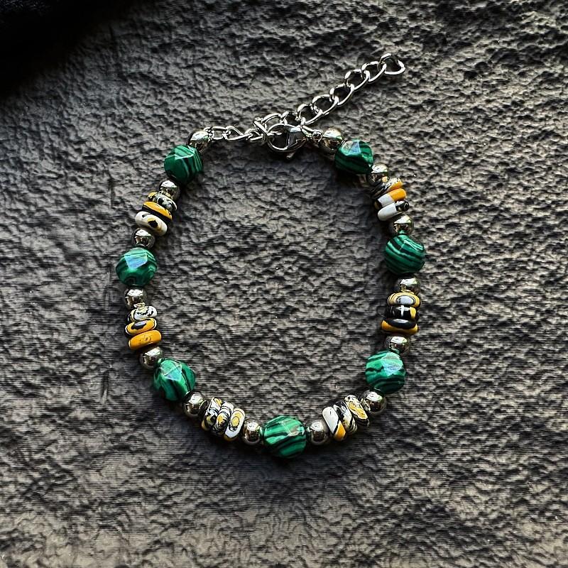 Vintage Malachite Beaded Bracelet For Men Women Handmade Geometric Jewelry Gift For Summer 2025