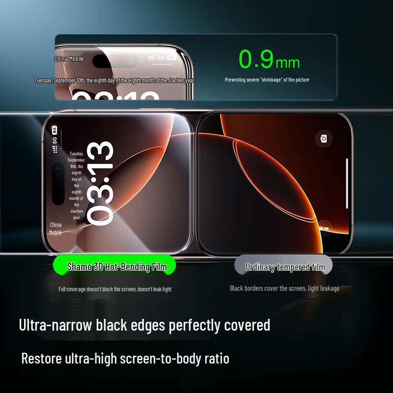 Shinego 3D Curved Tempered Glass Screen Protector with Dust-Free Application Kit