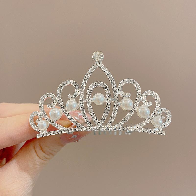 Love Heart Shaped Headbands Decorative Girls Hair Accessories Rhinestone Crown Hair Comb Elegant Children'S Birthday Gift Crown