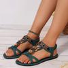Women's Fashion Versatile Large Size Summer New Round Head Flat Bottom Breathable Casual Women's Sandals Non-slip Rubber