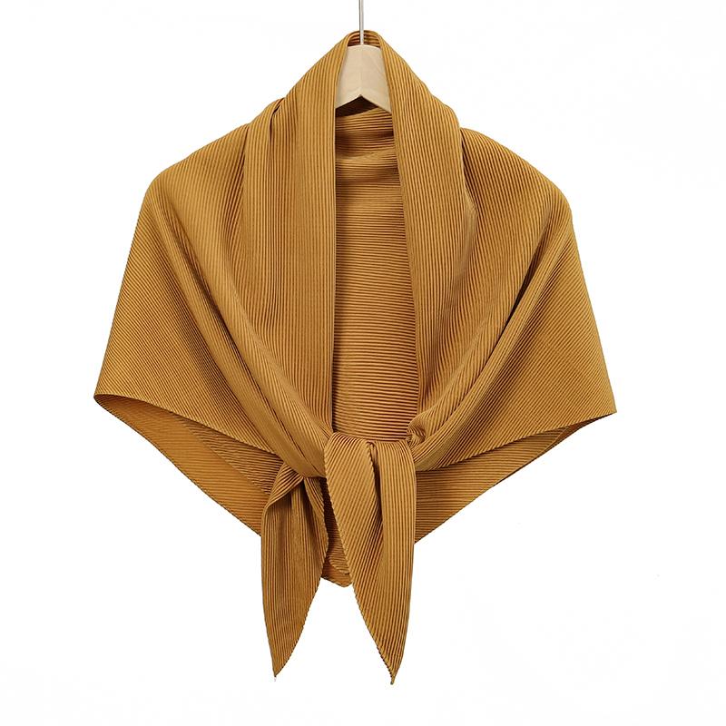 Maldives  Muslim Pleated Square Scarf Matt Silk Plain Hijab Women Crinkle Satin Headscarf Premium Soft Wrinkle Scarves