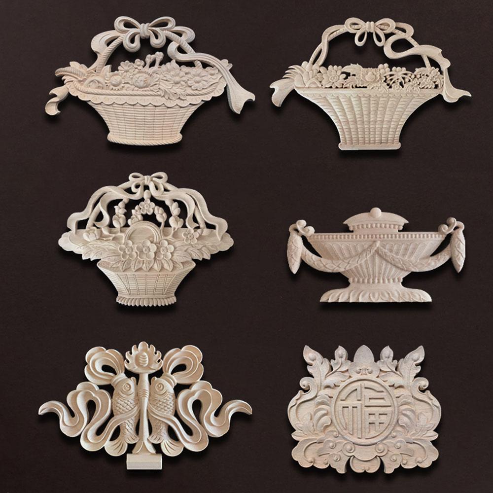 Europe Wood Appliques Onlays Decorative Wood Decals For Furniture Carving Decoration Wall Doors Cabinet Furniture Home Decor