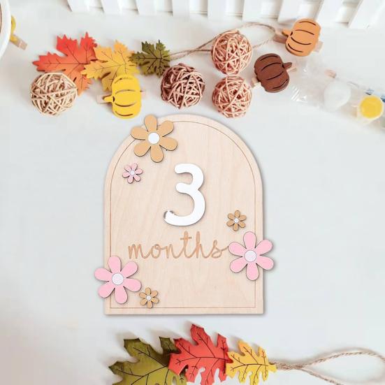 1 Set Baby Monthly Milestones Card Fine Workmanship Record Baby Growth Wooden Milestone Cards for Newborn