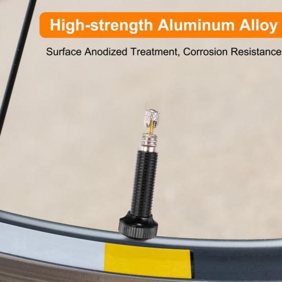 2Pcs 40mm CNC Alloy Tire Valve Stem for Tubeless Mountain Road Bikes Dustproof Cap