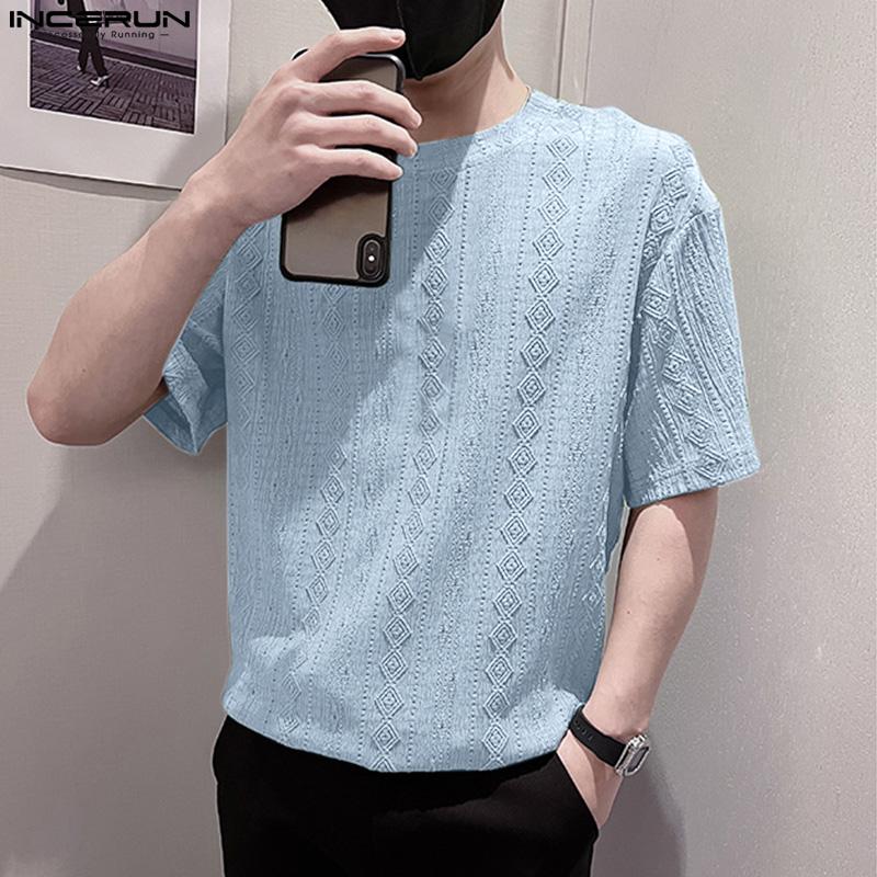 

INCERUN Мужские летние топы с короткими рукавами Трикотаж однотонные футболки