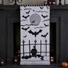 Dark Halloween Decorations Door Curtain, Lace Spider Web Fireplace Cover, Scary Skeleton Witch Sexy Table Cover Bat Print Window Drapes for
