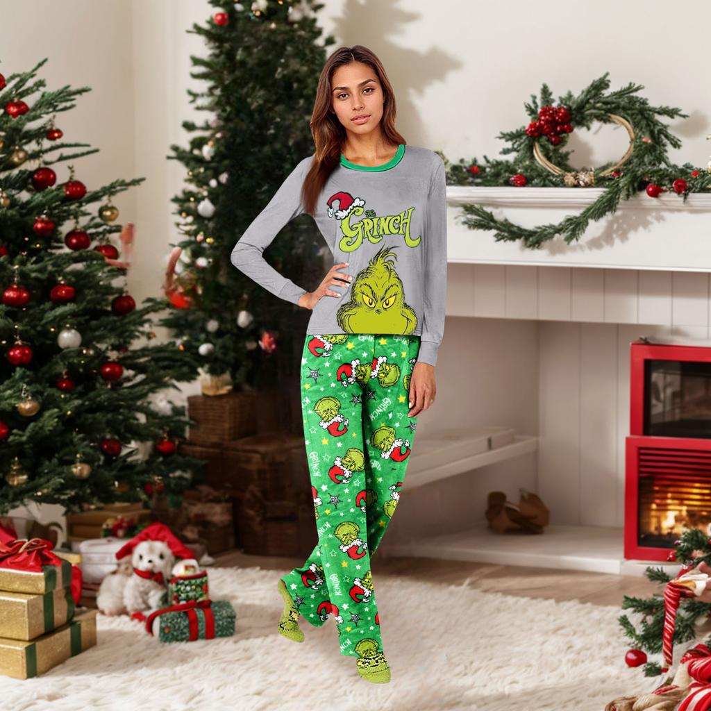 Parent-child Christmas Print Home Suit Long-sleeved Top And Pants