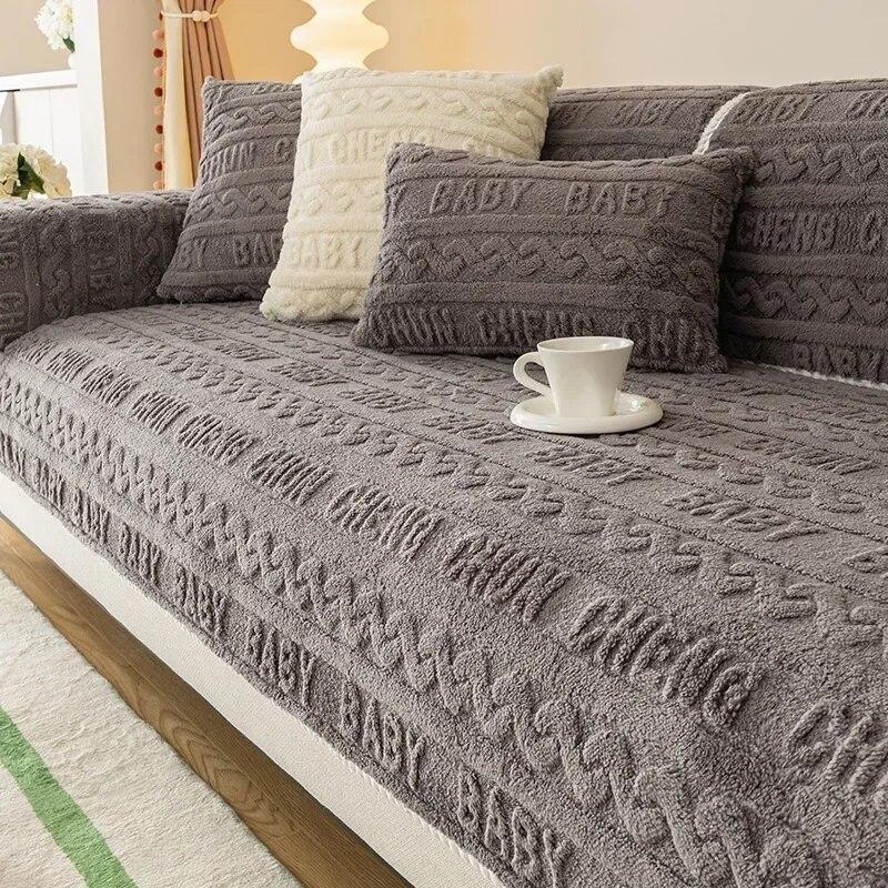 Ciepła narzuta na sofę pluszowe uniwersalne narzuty na kanapę nowoczesna jednokolorowa sofa ręcznik do salonu flanelowa poduszka na sofę gruba zima