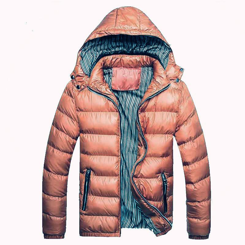 Men's Fall/Winter Casual Solid-Color Detachable Collar Thickened Zipper Cotton Jacket—Lightweight, Warm Hooded Jacket for Young Men