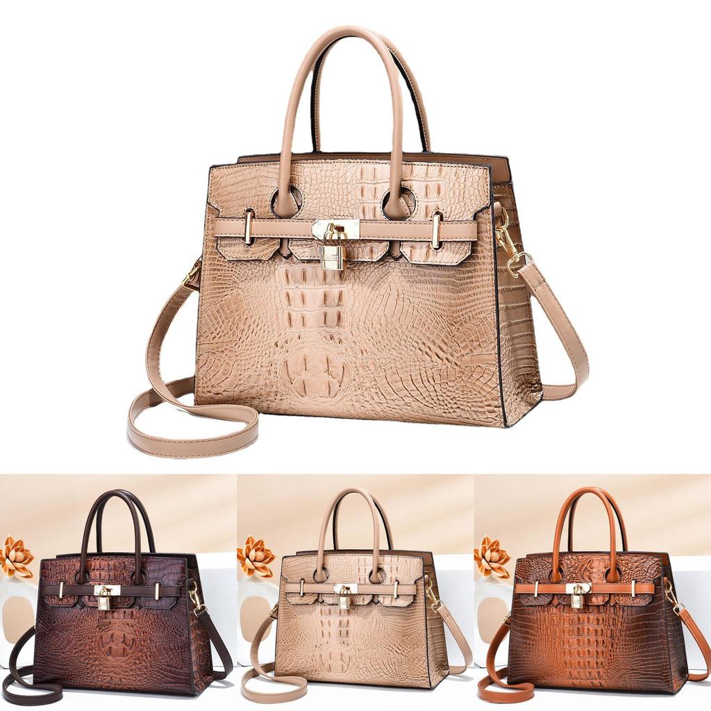 Fashionable Pu Crocodile Texture Shoulder Bag With Spacious Design For Women