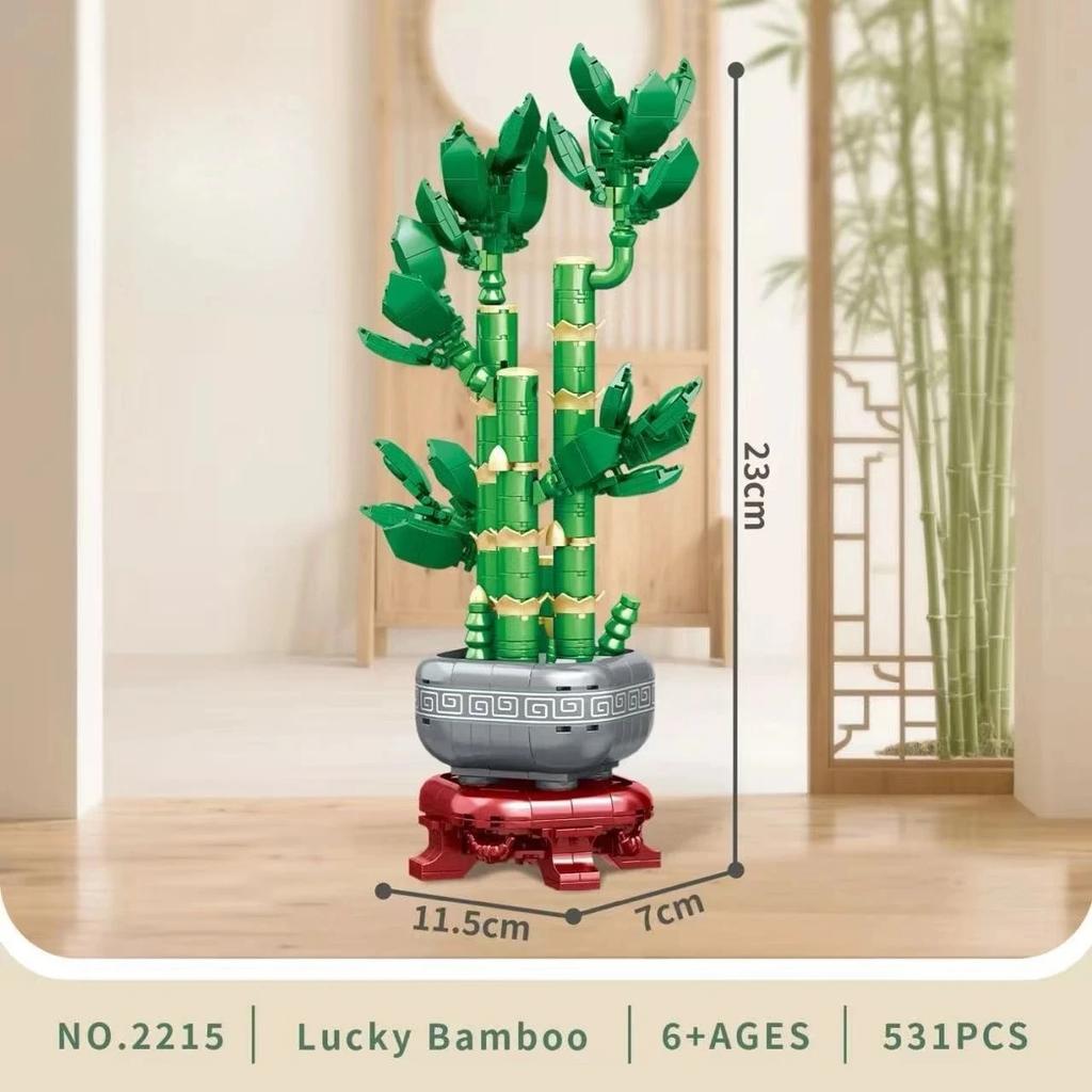 MOC Building Blocks Lucky Bamboo Orchid Artificial Flowers Bonsai Potted Plants Creative Home Decor Brick Toy Romantic Gift