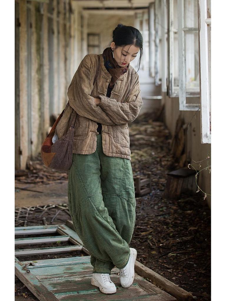 Women's Winter Tie-Dye Quilted Ramie Cotton Jacket - New Style