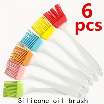 6pcs Silicone Oil Brushes For Household Baking And Barbecue, Bread Pancake Silicone Brush, Home Kitchen Tool