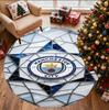 Manchester City FC Pattern Round Rug, Indoor/Outdoor Mat, for Picnic, Gameroom, Bedroom, Office, Living Room, Home Decor Carpet, Birthday Gift