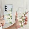 Magnetic Adsorption Phone Case For Samsung Galaxy Z Fold 7 6 5 Fold7 Fold6 Fold5 5G White Flower Anti Scratch Clear Back Cover