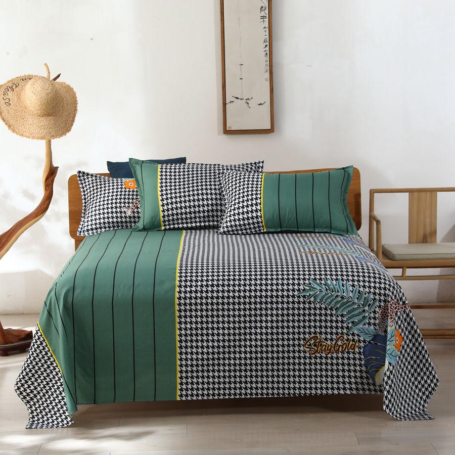 Printed Simple Bed Sheet Dormitory Pure Washed Cotton Single Double Bed Skin-friendly Comfortable Bed Sheet