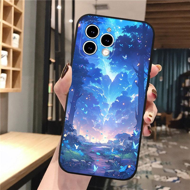 Forest Night Butterfly Tree Moon Phone Case For Iphone 15 14 Pro Max 13 12 11 Pro Max XSMax XR 12 13 Mini 14 Plus