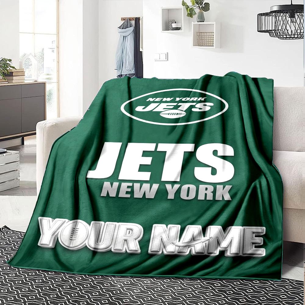 Name Custom NY Jets Print Flannel Blanket High Quality Warm Comfortable Cover for All Seasons Perfect for Gifts Home Decor
