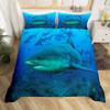 Fish Duvet Cover Set Ocean Bedding Sets 3D Printed Underwater World With Shark Dolphin Coral Reef Pattern Quilt Cover Set 2/3pcs