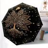 1pc Golden Mandala Automatic Open/Close Umbrella, Portable Folding Umbrella for Travel, Themed Events, It Is Suitable As a Gift for Various Festivals,