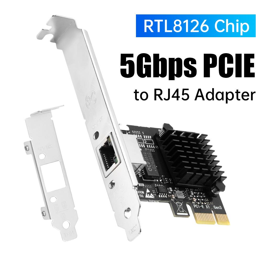 

High-Speed 5G PCIe to RJ45 Network Card - RTL8125 Chipset, 10/100/2500/5000Mbps, Wired Ethernet Adapter for PC/Desktop