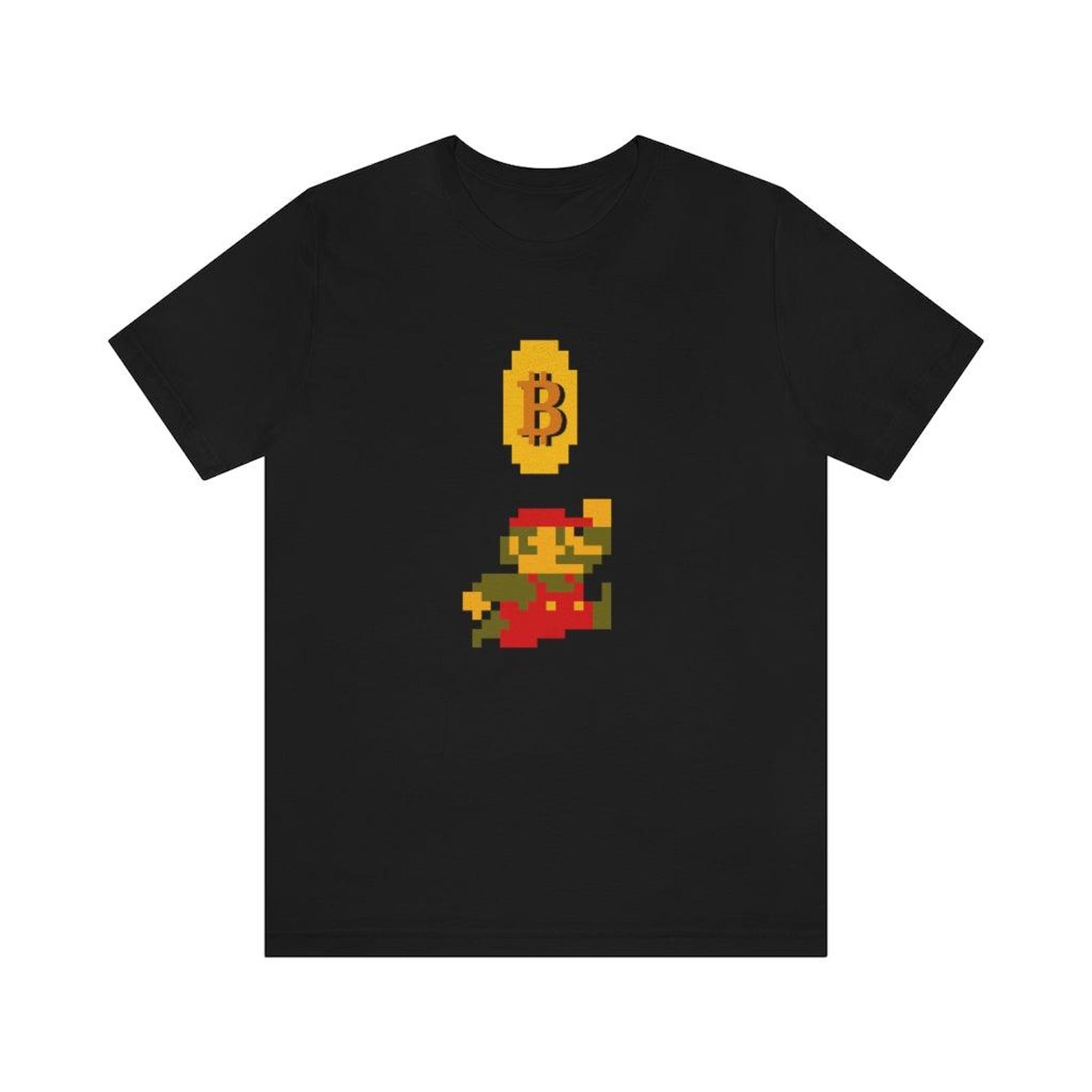 Mario Collecting Bitcoin T shirt: Gaming Crypto Tee 2XL