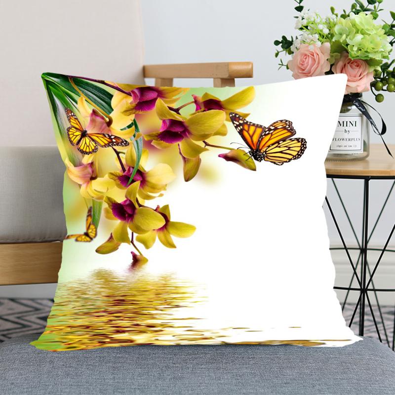 

Наволочка с орхидеей, декоративная наволочка для спальни, домашнего офиса, квадратная наволочка, мягкая 40x40cm