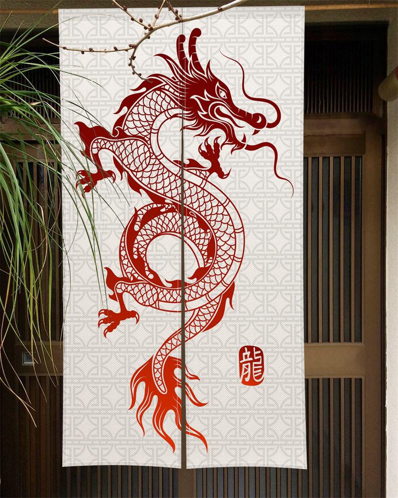 Japanischer Stil Türvorhang Panel Traditionelles Chinesisches Drachen Eule Tiger Gemälde Tür Tapisserie Raumteiler Vorhänge Für Küche
