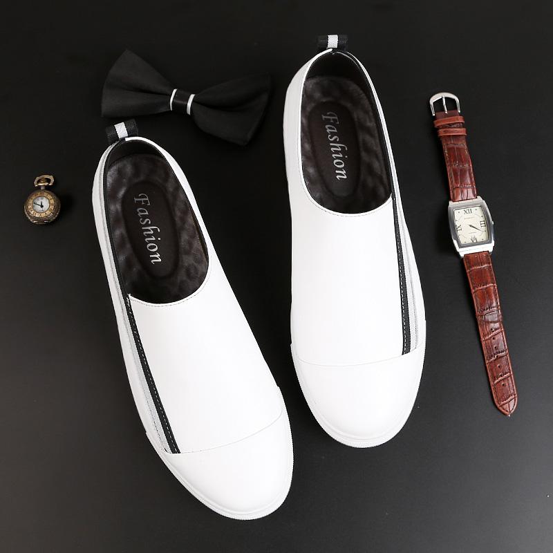 Fashion Fashion Brand Men's Genuine Leather Casual Shoes Simple White Men's Loafers Outdoor Commuting Park Walking Low Top Shoes