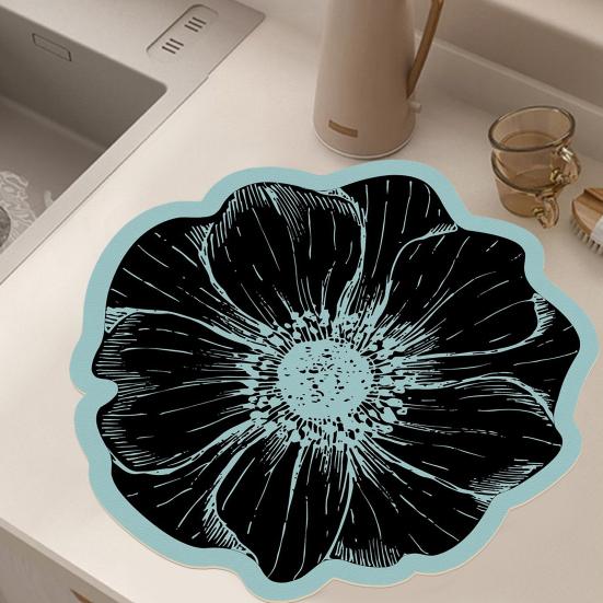 Diatomitowa Podkładka pod Talerz w Kształcie Kwiatu Odporna na Ciepło Antypoślizgowa Mata na Stół Szybko Chłonąca Wodę Mata do Kuchni Stołu Jadalnianego Dekoracyjny Wystrój Domu