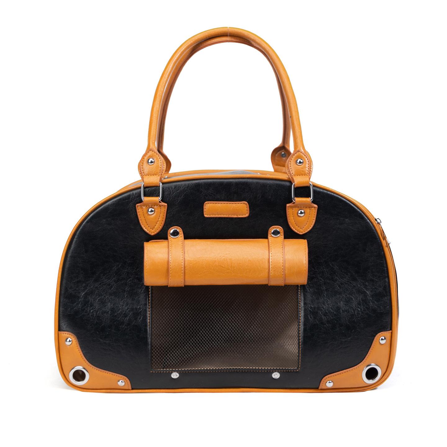 

Pet Bag Waterproof PU Leather Pet Handbag Cat Dog Portable Outdoor Travel Cat Bag High-value car чорний