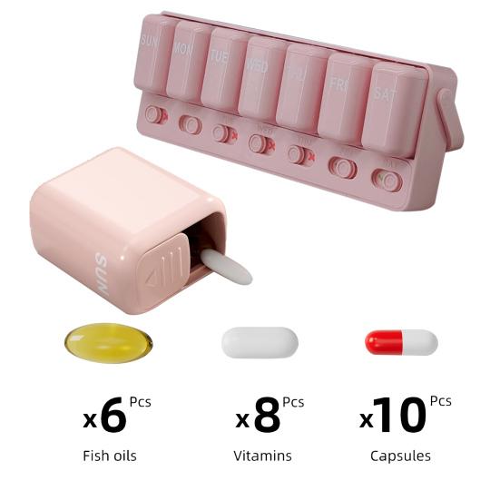 Weekly Pill Organizer 7 Day Travel Pill Case Daily Medicine Box One Time A Day Medication Reminder Portable Pill Box for Fish Oil Supplements