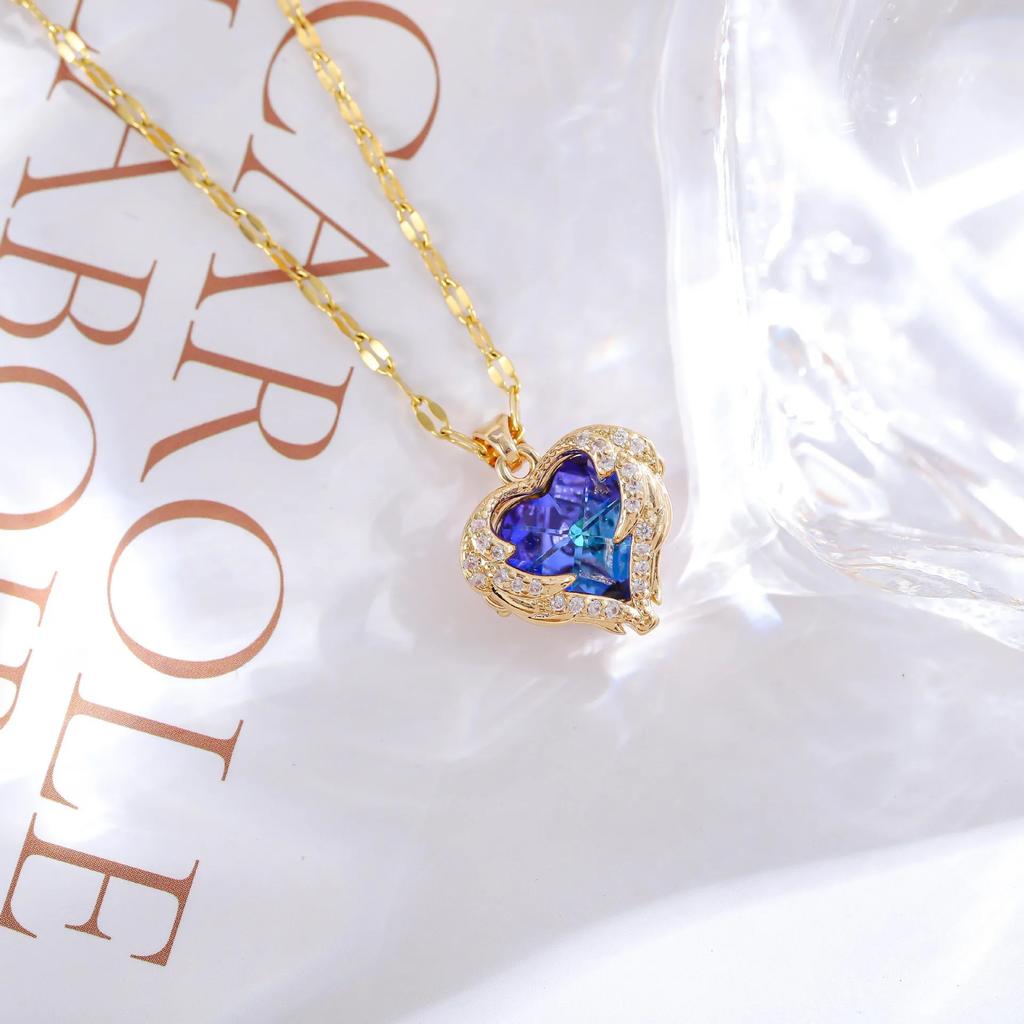 Moderna y Lujosa Cadena para Clavícula de Acero Inoxidable, Personalizable y Versátil, con Colgante de Ostra y Perla en Forma de Corazón de Melocotón