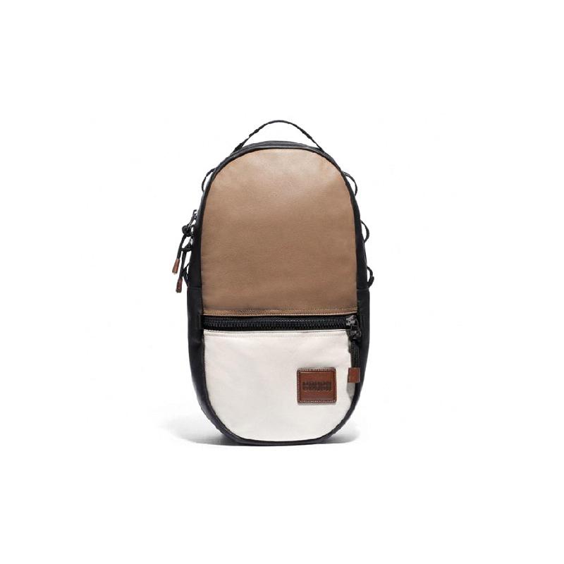

COACH Pacer 23 Color Block Zip Sport Leather Backpack Medium Men s Khaki White Color Block білий