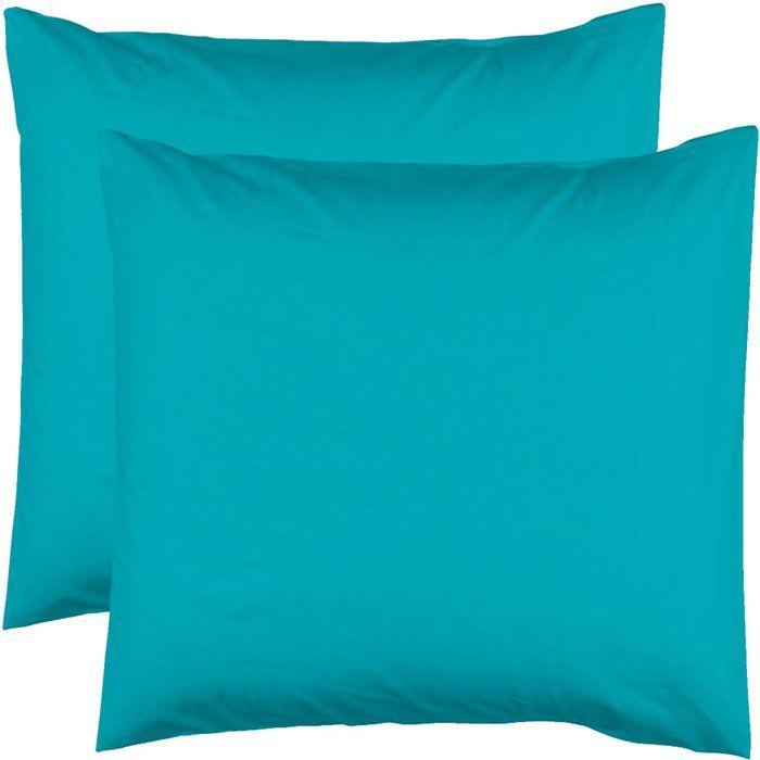 Taies d'oreiller - 100% coton - Turquoise - 63x63 cm - Lot de 2 - Oeko-tex