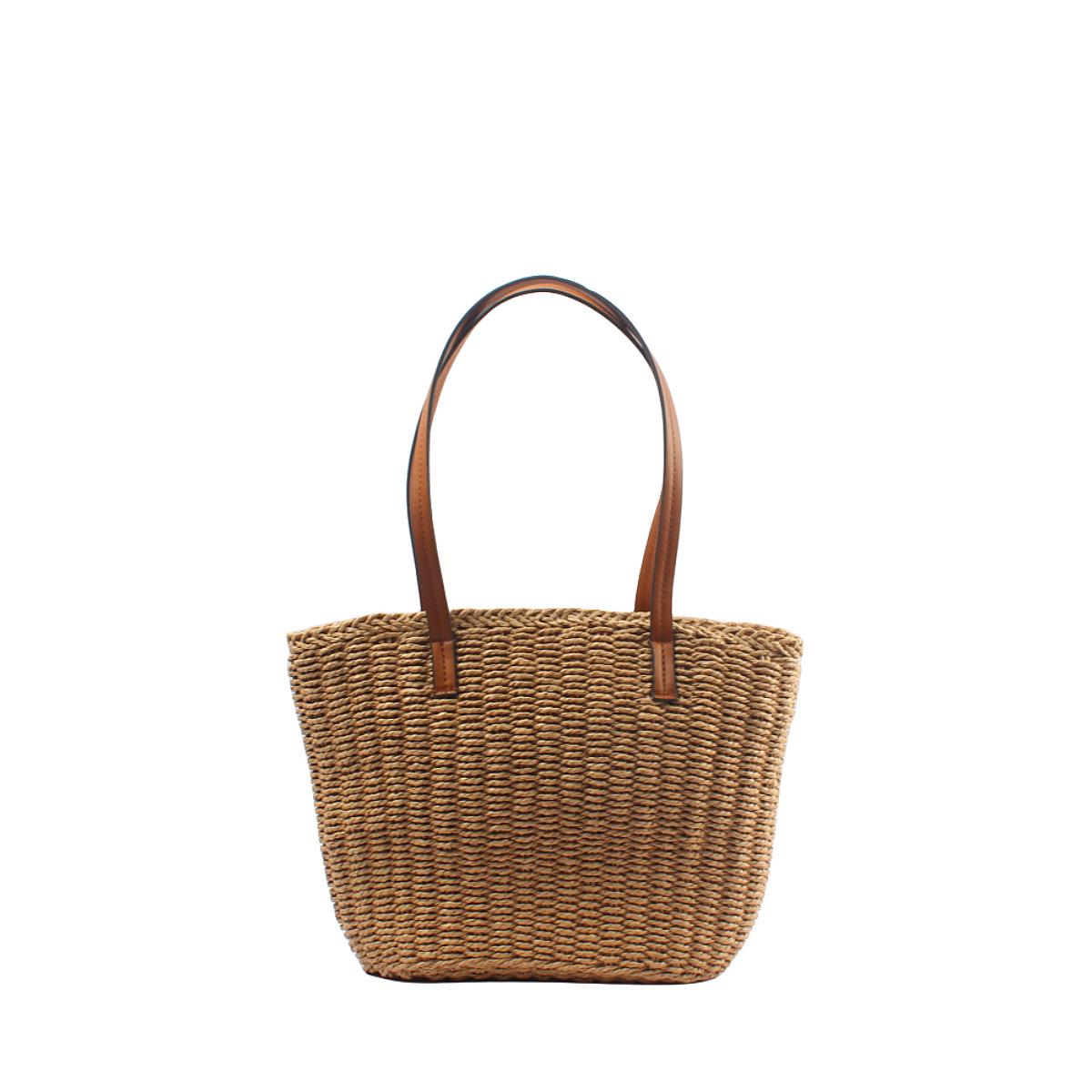

Women s Large Capacity Solid Color Woven Straw Beach Tote Bag хаки