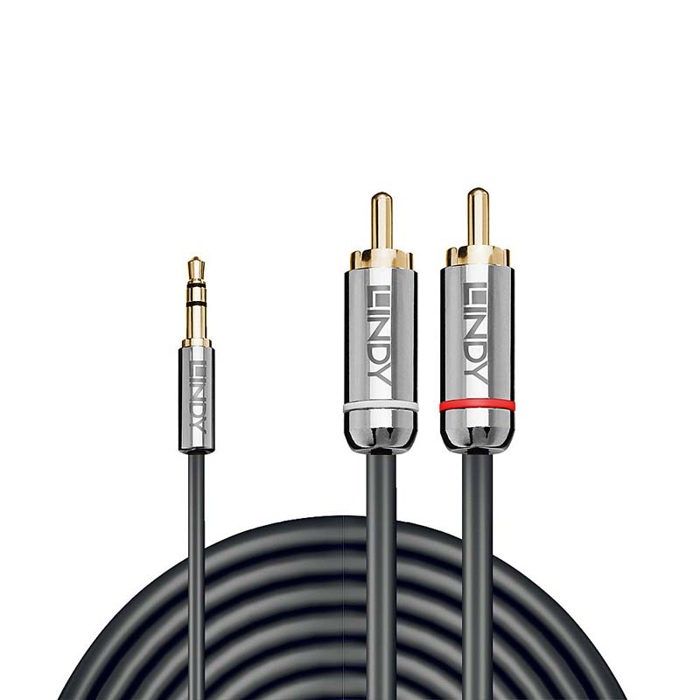 Câble Audio Jack 3.5mm Vers RCA - LINDY - Cromo Line - Connecteurs Plaqués or - 3m
