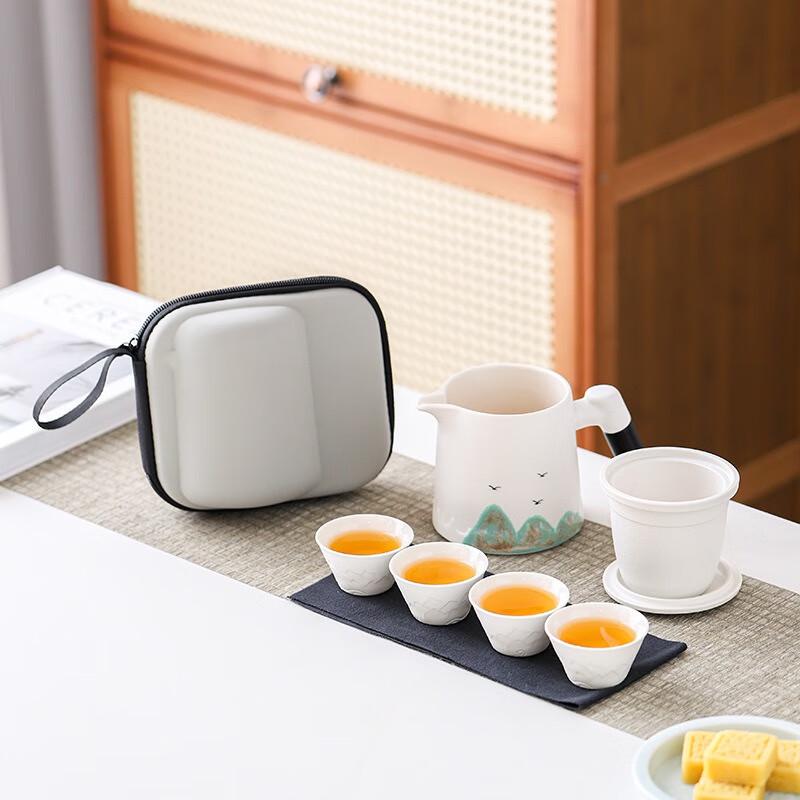 Portable Hand-painted Ceramic Travel Tea Set
