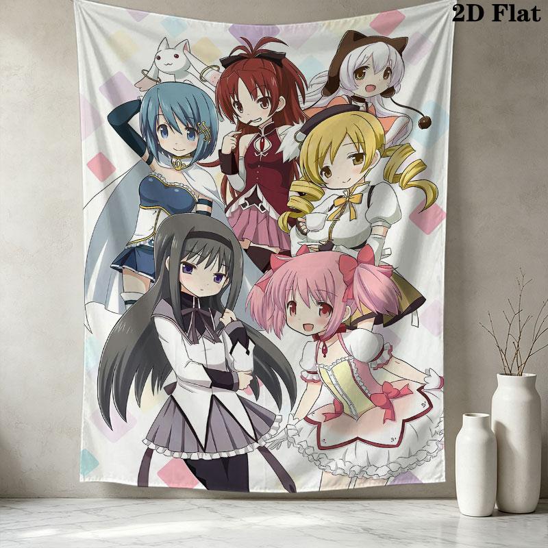 Puella Magi Madoka Magica Wall Tapestry Aesthetic Wall Hanging Printed Fabric Blanket Decorative Tapestries For Bedroom Living Room Home Decor
