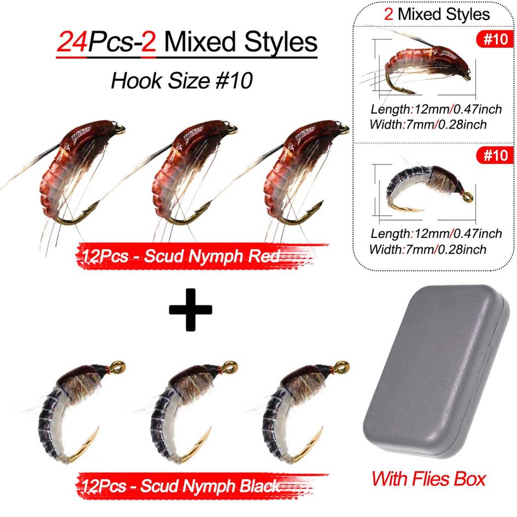 Fly Fishing Flies Kit, 24Pcs/Set Handmade Flies Fishing Lure, Dry/Wet Flies Fishing For Trout Bass Biomimetic Bait Lure, With Flies Box