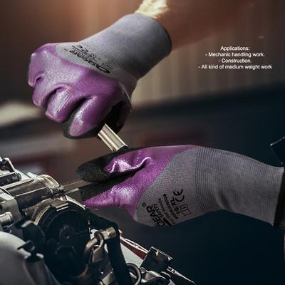 Guanti da Lavoro di Sicurezza QearSafety Rivestiti in Gomma Nitrilica sulle Nocche, Resistenza a Oli/Grasso, Abrasioni, Antiscivolo