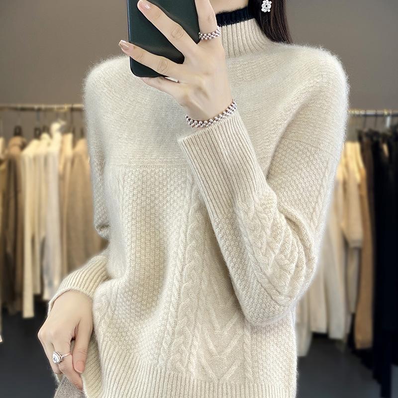 Semi-turtleneck Autumn and Winter Soft Waxy Warm Loose Versatile Pullover Top