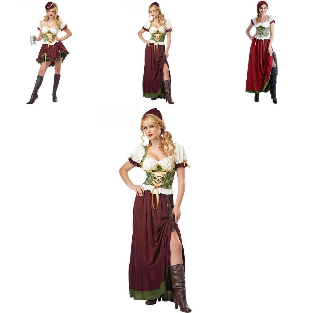 German Bavarian Beer Wench Dress For Women With Elastic Waist And Lace Details