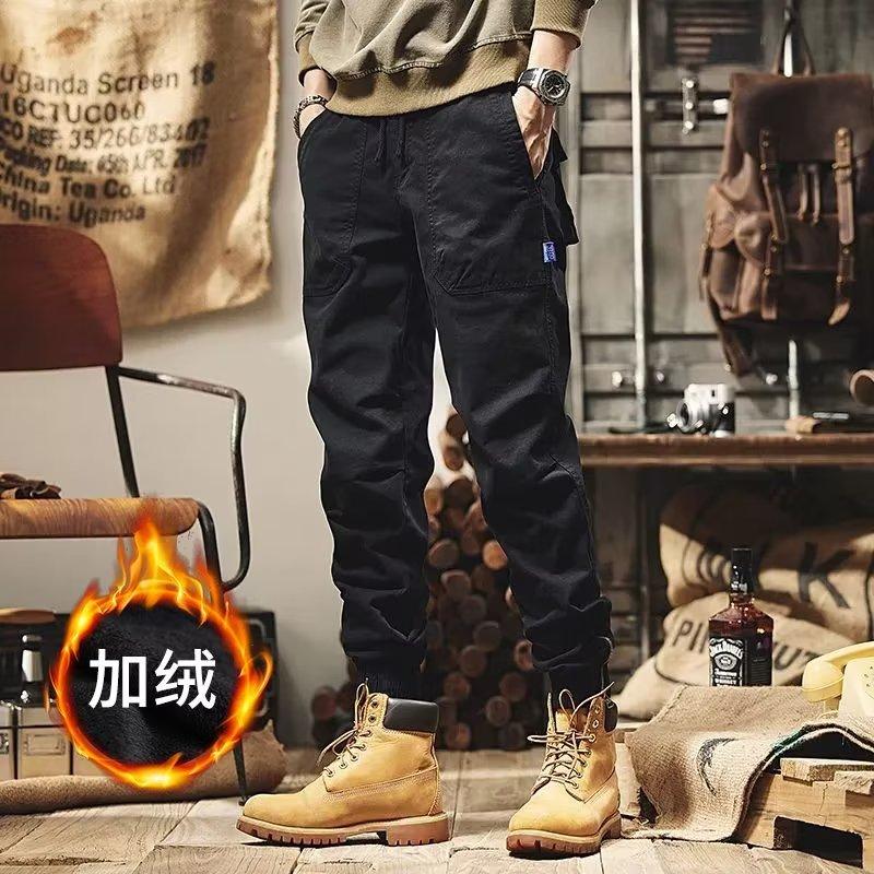 Overalls men's autumn and winter new American trendy brand velvet loose large size casual pants outdoor fashion ruffian handsome leggings