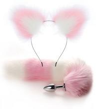 Coda di Volpe Carina Plug Anale Fiocco Orecchie da Gatto Morbide Fasce per Capelli Collare Cosplay Erotico Accessori per Coppie Giocattoli Sessuali Sm per Donna Uomo