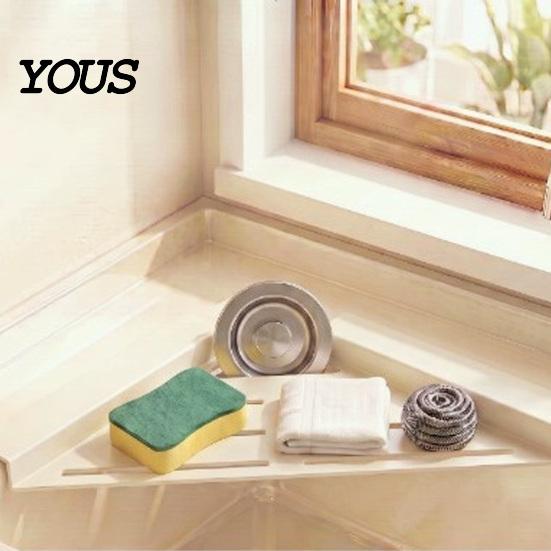 Sink Caddy for Sponges Corner Shelf Triangular Storage Rack, Stainless Steel Hollow Mesh Rack Dish Stable Space Saving Sponge Holder Kitchen