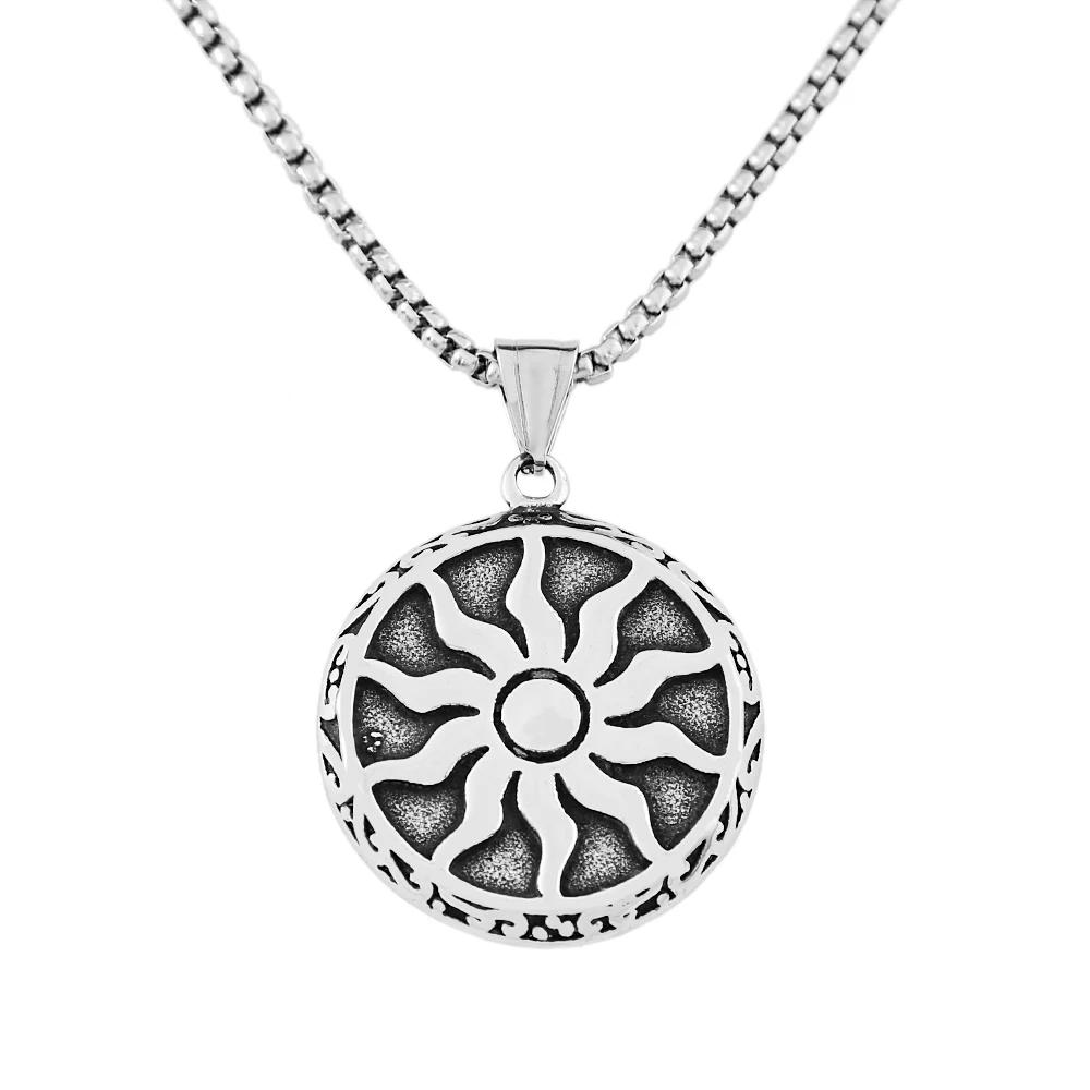 

Vintage Apollo Amulet Sun God Pendant Necklace Mens Round Stainless Steel Necklace Amulet Jewelry Gift